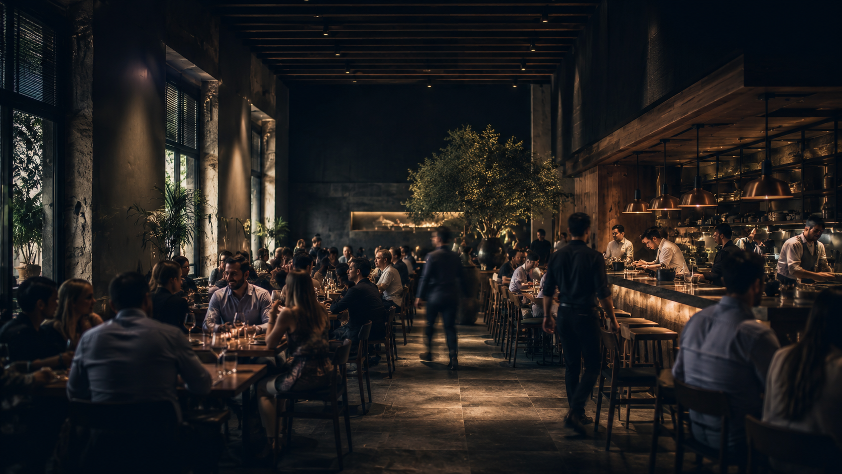 Restaurante sofisticado lotado